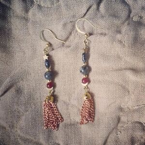 Cosmic Black Pearl Tassel Earrings